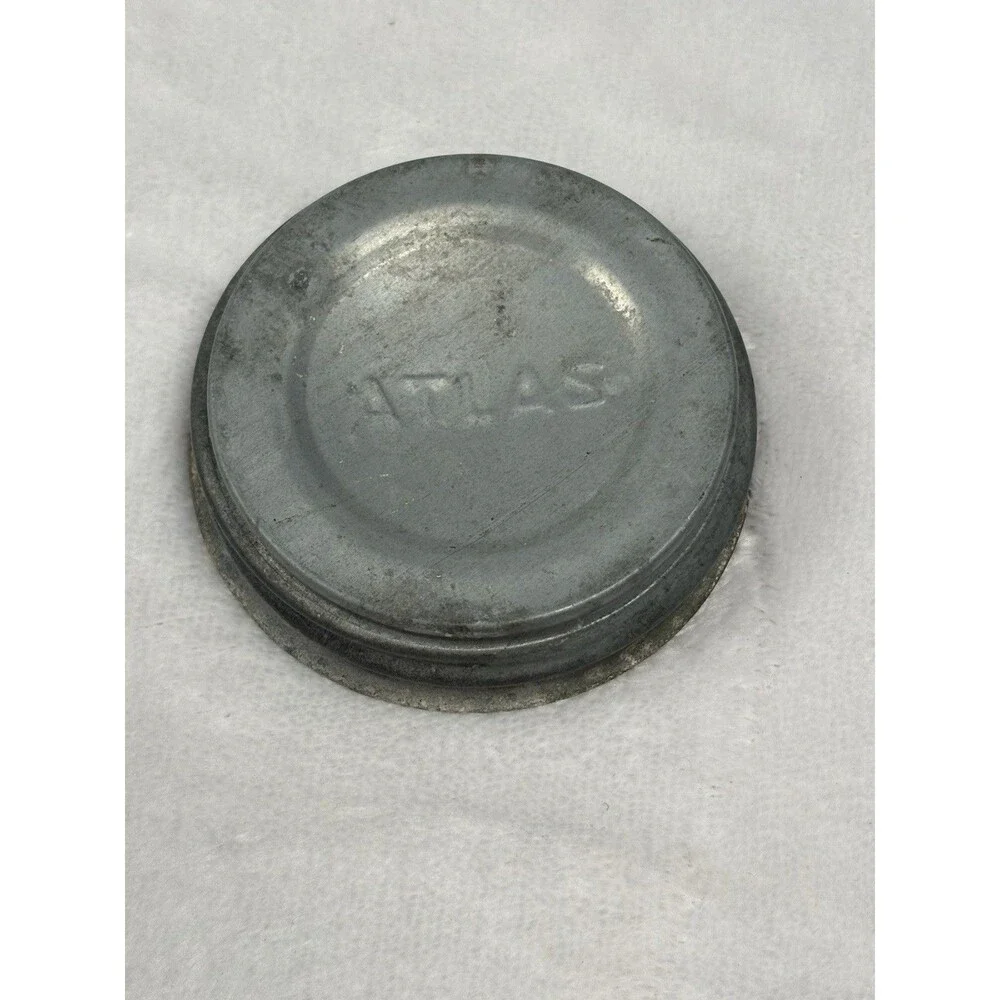 Vintage Atlas Zinc Lid Cap With Milk Glass Insert Mason Jar Genuine Canning